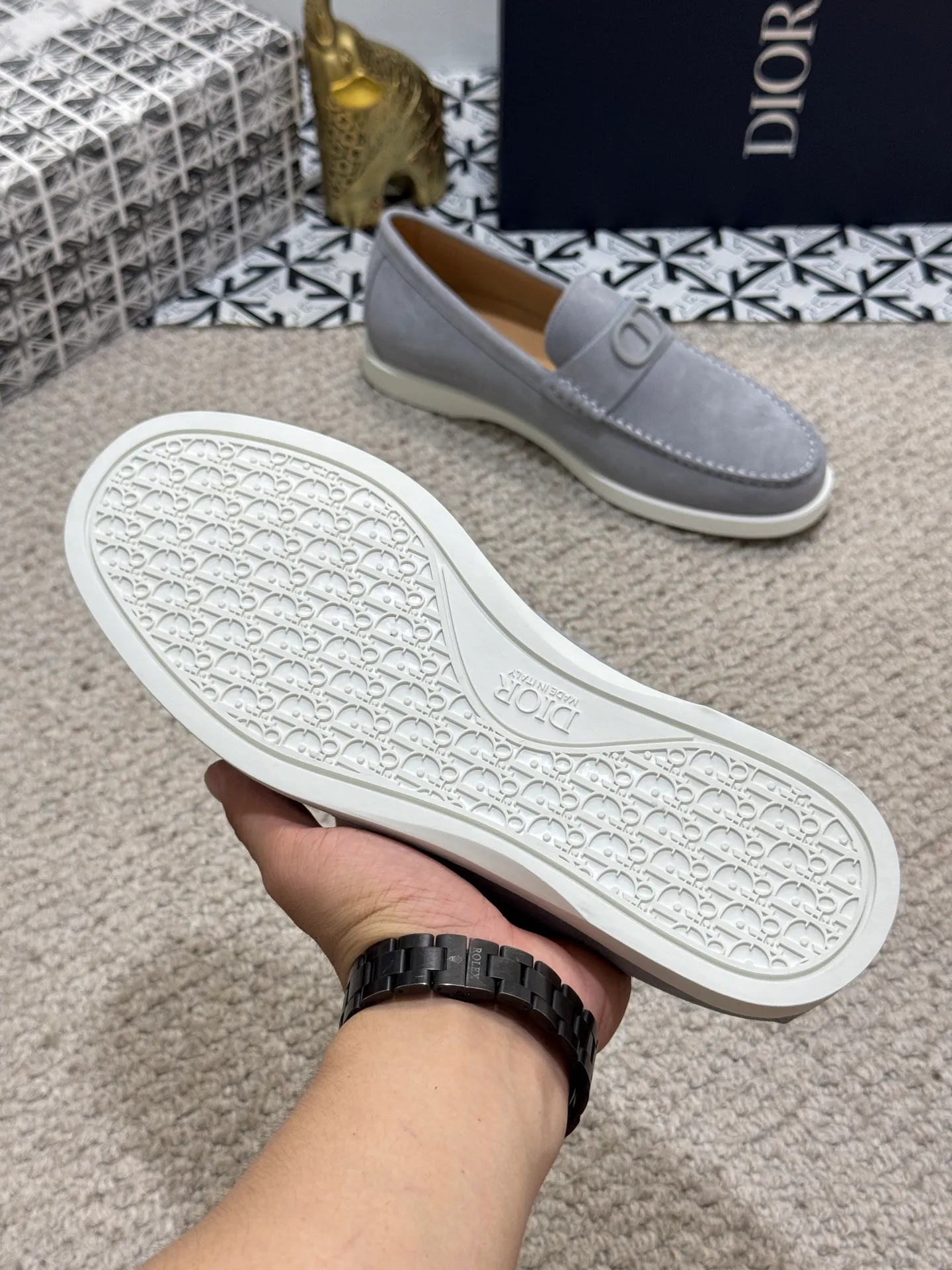 Men's men's shoes 💰480 [New style] 🍺🍺Dior men's casual shoes - a high version of the original one-to-one replica. It is a casual dress shoe. Crafted from luxuriously soft navy suede❤️‍🔥Cow leather lining💘Oblique printed panels on the upper. The lightweight white rubber sole adds sophistication, with an Oblique pattern engraved on the outsole and branding on the back. Size: 38-44 (45, 46 customized